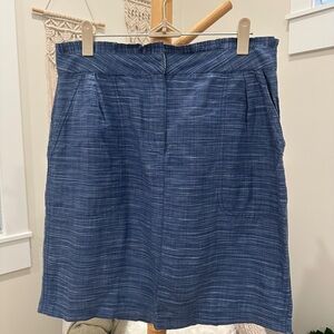 J.Crew Blue Linen Cotton Skirt Knee Length Back Zip Women’s 6